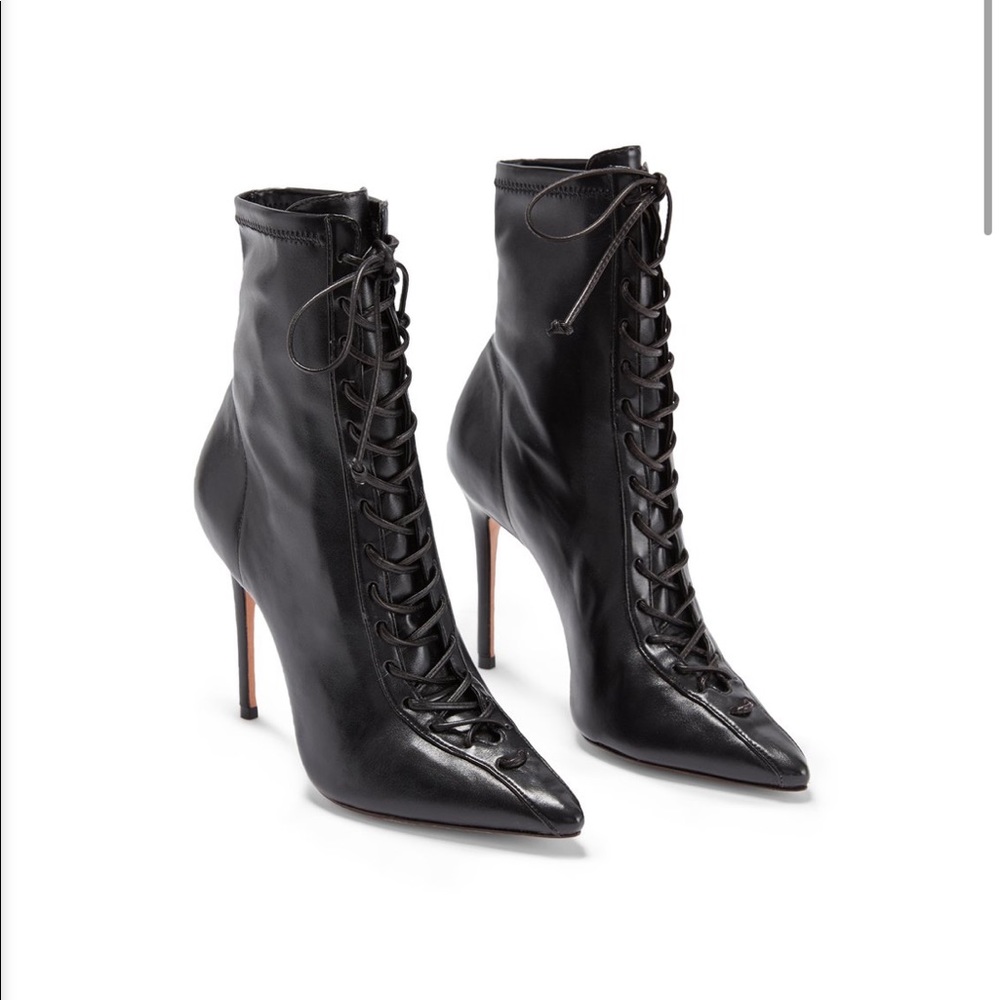 Schutz Tennie lace up high heeled boots